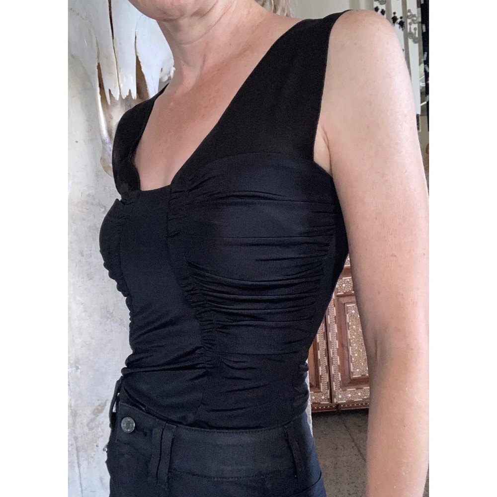 Zara S Black Sheer Fitted Cocktail Top